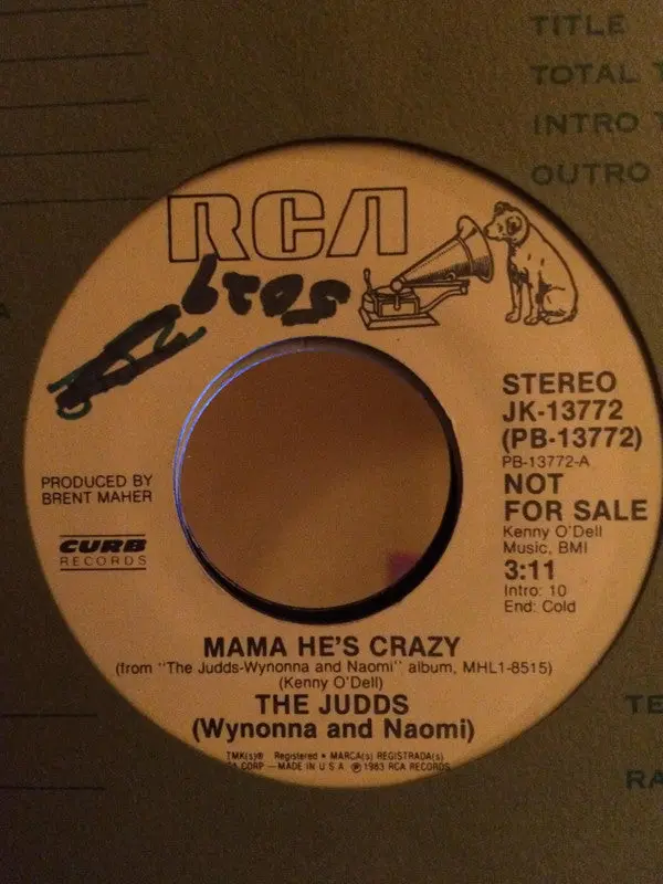 The Judds - Mama He's Crazy (7", Single, Promo) (Nm Or M-) 1