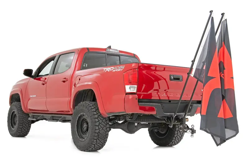 Rough Country 2-Inch Hitch-Mounted Flag Pole Holder With Included Poles 1